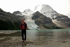 10 Peter Ryan With Mount Waffl, The Helmet, Mount Robson North Face, Berg Glacier and Berg Lake From Berg Trail At North End Of Berg Lake.jpg